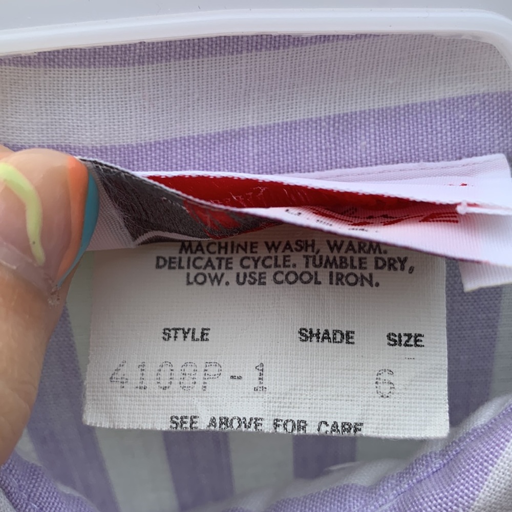 Johnny AppleseedS vintage long sleeve purple striped dress 60s with belt - Picture 4 of 4